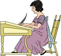 Woman Writing At Desk