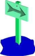 green Sign Post with arrow, drawing