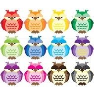 Rainbow Owls Clip Art