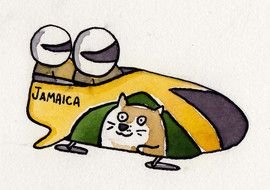 Cartoon Athletes of Jamaican Bobsled Team