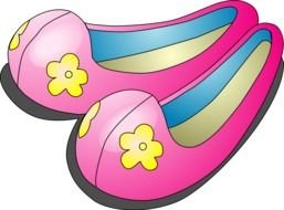 pink shoes with yellow flowers as a graphic illustration