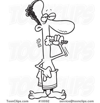 Black And White Cartoon Brush Teeth