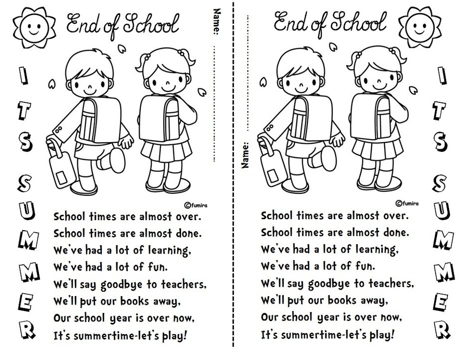 End Of School Year Poems