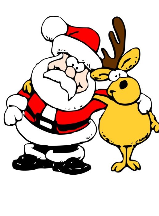 Santa And Reindeer standing together