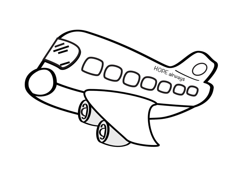 painted airplane of hope in coloring book
