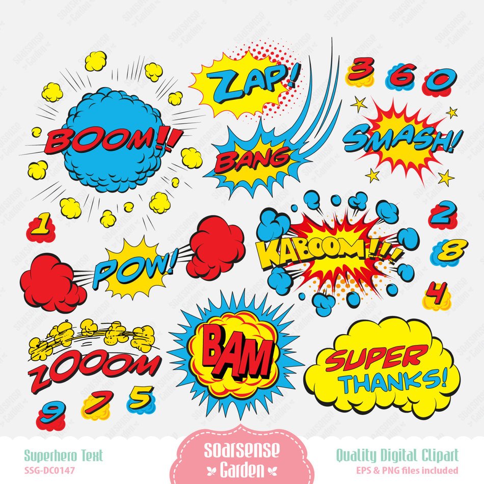 Digital Superhero Text Clip Art