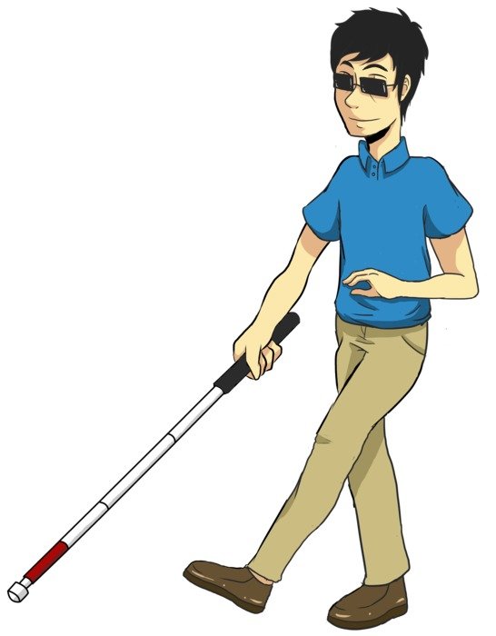 Blind Man walks with stick, Clip Art