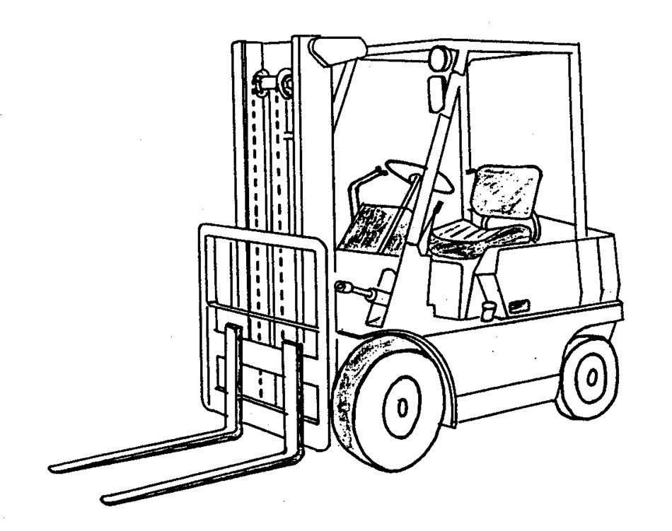 painted electric forklift in coloring book