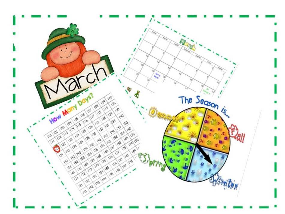 March Calendar with st Patrick’s day symbols, Header free image download