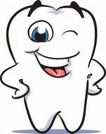 cartoon smiling tooth on a white background