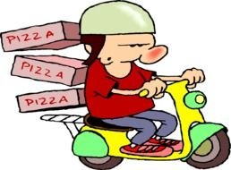 Cartoon pizza delivery clipart