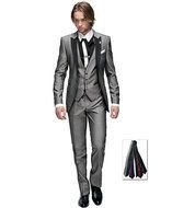 graphic model in grey suit