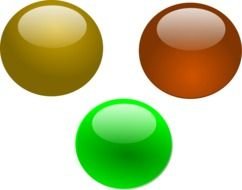 three multi-colored buttons as an illustration