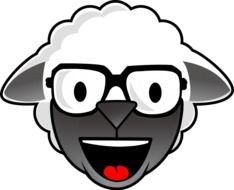 head of a sheep with glasses as a graphic image