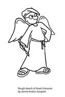 Black and white drawing of the Angel clipart