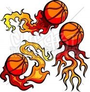 Flaming Basketball Clip Art N2