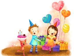 Colorful drawing of the colorful Birthday clipart