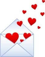 red hearts in a white envelope