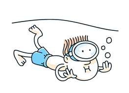 Swimming Cartoon boy drawing