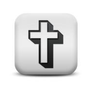 Matte White Square Icon Culture Religion Cross Shadow