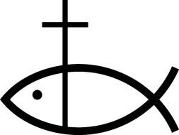 painted fish with a cross on its head