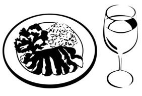 dinner with glass of wine