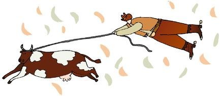 Cow and man drawing