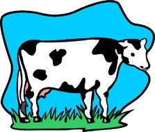 clipart of the Cow on a field