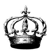 black and white king crown on a white background