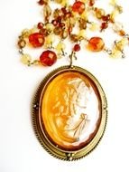 Vintage Amber Czech Glass Cameo Sautoir By Tangerinevintage $4200