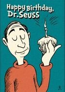 Dr Seuss with cake drawing