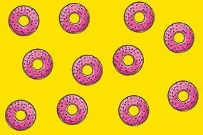 pink Donuts at yellow background, drawing