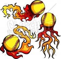 Softball With Flames Clip Art N5