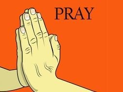 praying hands on an orange background