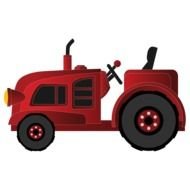 red tractor on a white background
