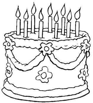 Happy Birthday Cake Coloring Page