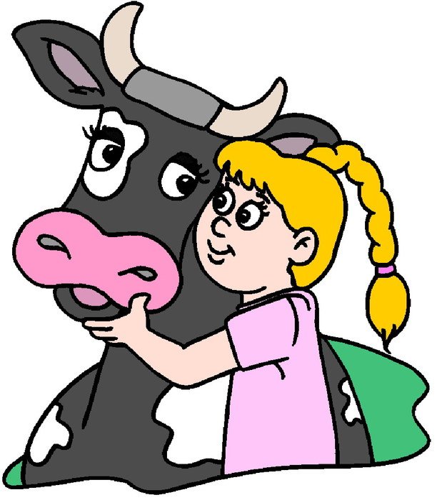 Cow and girl Clip Art drawing