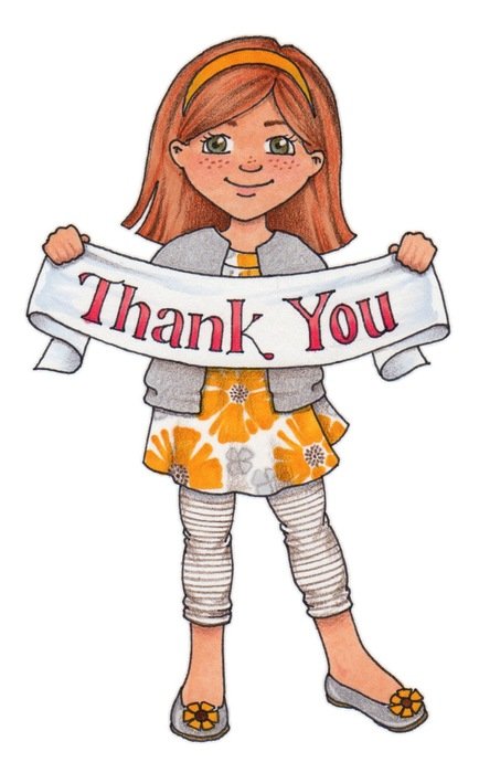 Thank You, banner in child girlâs hands