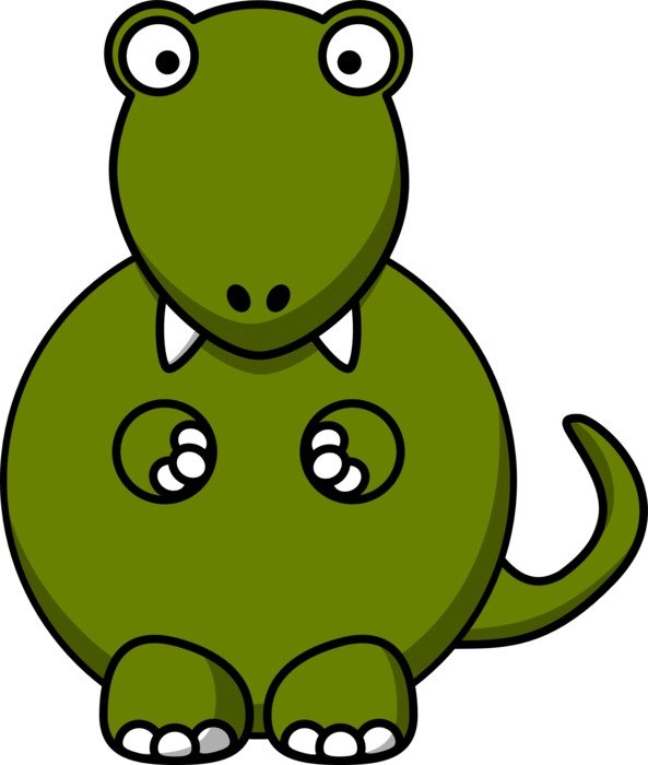 cartoon green Dinosaur stands on rear legs