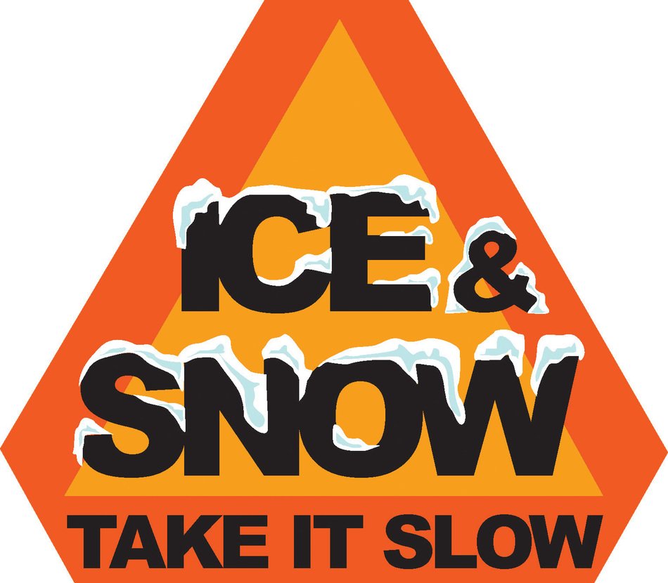 snow and ice warning sign