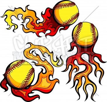 Softball With Flames Clip Art N5