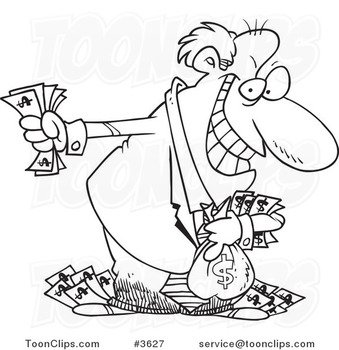 Black And White Cartoon Man Person