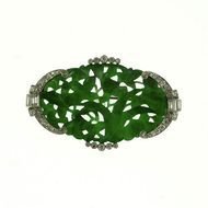 Jade And Diamond Broach