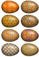 painted eight easter eggs with beautiful ornament