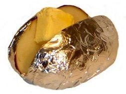 Baked potato in the shining foil