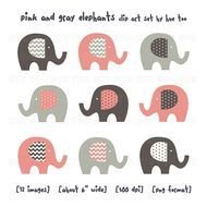 Pink And Grey Elephant Clip Art N2