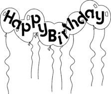 Birthday Balloons Clip Art Black And White drawing