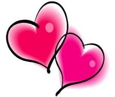 Two Hearts with intersected black outlines, Clip Art
