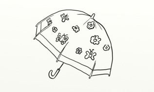 painted umbrella with flowers and butterflies