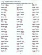 Long And Short Vowel Words